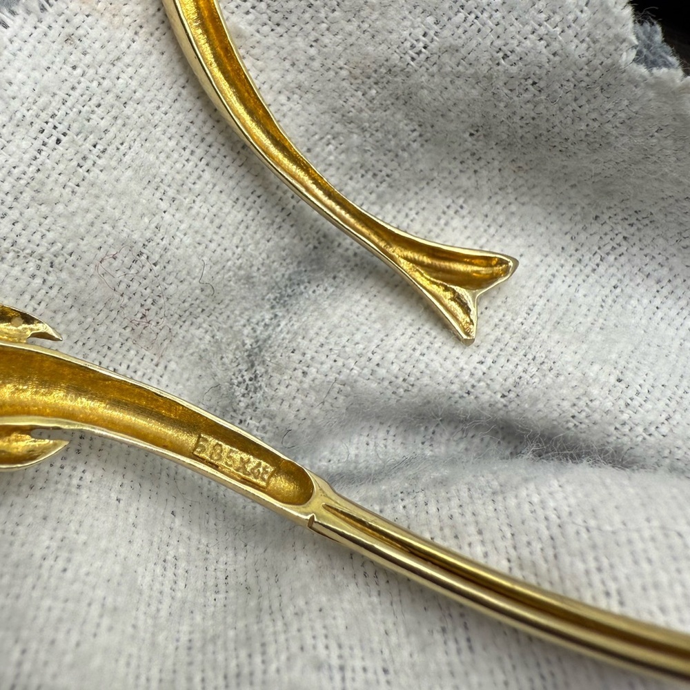 14K Gold Dolphin Jewelry Set Bracelet Ring Earrings - Picture 4 of 6